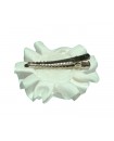 Pince crocodile coiffure de mariage fleur en froufrou de satin blanc