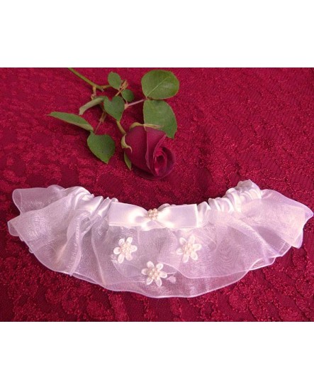 Jarretière satin et organza Blanc - mariage