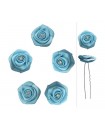 epingles de mariage fleur strass satin bleu