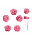 epingles de mariage fleur strass satin rose