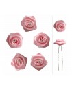 epingles de mariage fleur strass satin rose