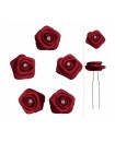 epingles de mariage fleur strass satin rouge bordeaux