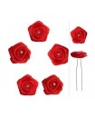 epingles de mariage fleur strass satin rouge