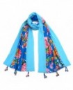 Echarpe coton bleu à motifs multicolores