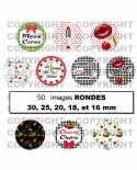 Images digitales cabochon Cerises Rouges - 50 Ronds