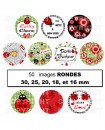 Images digitales cabochon coccinelles porte bonheur chance - 50 Ronds