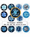 Images digitales cabochon fleurs japonaises bleu - 72 Ronds