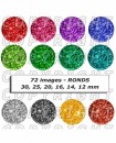 Images digitales cabochon thèmes paillettes multicolores Rond