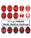 Images digitales cabochon noeuds papillons en rouge et noir sexy Ovales