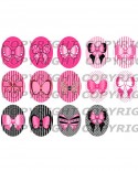 Noeuds de rubans rose bonbon kawaii - Images digitales cabochon 60 Ovales