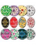Motif fleuri - 72 Images cabochons Rondes ovales multicolore