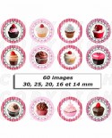 Images digitales cabochon cupcakes petits gateaux - 60 ronds