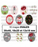 Images digitales cabochon Cerises Rouges - 50 Ovale