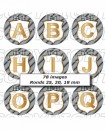 Alphabet initiale prénom homme garçon blason rayures grise images digitales cabochon ronds