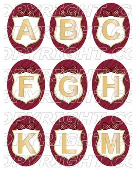 Alphabet or rouge bordeaux Images digitales cabochon