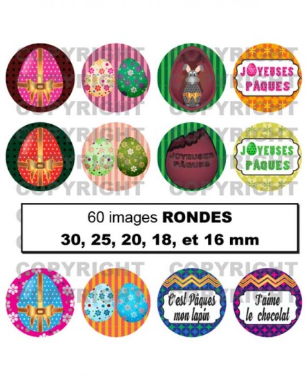 Fêtes de Pâques - 60 images pour cabochon rond