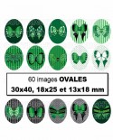 Noeuds papillon vert chic - Images digitales cabochon 60 Ovales
