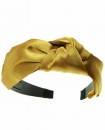 serre tête noeud satin jaune moutarde