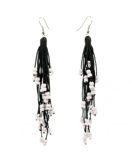 grappe noir et blanc boucles d'oreilles