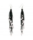 grappe noir et blanc boucles d'oreilles