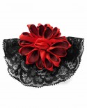 Dentelle et satin rouge et noir - Broche et Pince à cheveux