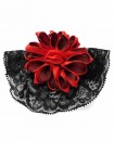 Dentelle et satin rouge et noir - Broche et Pince à cheveux