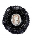 Dentelle noire et camée, La victorienne - Broche et Pince gothique