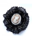 Dentelle noire et camée, La victorienne - Broche et Pince gothique
