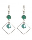 boucles d'oreille losange argent et vert émeraude