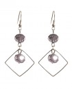 boucles d'oreille losange gris argent