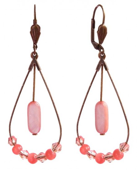 boucles d'oreilles goutte rose pêche