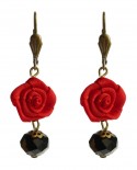 boucles d'oreilles rose rouge