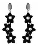 boucles d'oreilles fleurs noires en dentelle et cristal d'Autriche