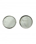 Boucles D'oreilles femme, rétro disque rond de nacre blanche, Clou ou  Clip oreilles non percées