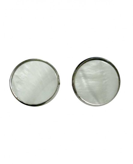 Boucles D'oreilles femme, rétro disque rond de nacre blanche, Clou ou  Clip oreilles non percées