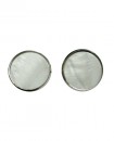 Boucles D'oreilles femme, rétro disque rond de nacre blanche, Clou ou  Clip oreilles non percées