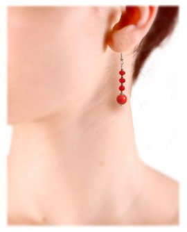 Boucles d'oreilles rouge vermillon en porcelaine