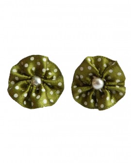 Boucles D'oreilles femme, rond rétro vert a pois , Clou ou  Clip oreilles non percées