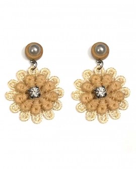 boucles d'oreilles clou fleurs légères beige crème
