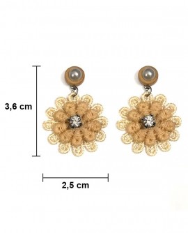 boucles d'oreilles clou fleurs légères beige crème