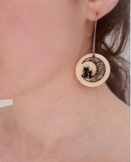 Boucles D'oreilles Les chats noirs et la lune