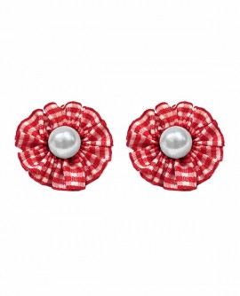 Boucles d'oreilles pin up macaron vichy rouge et blanc