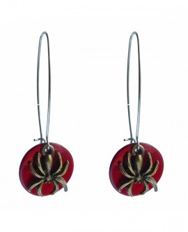 Boucles d'oreilles gothiques : l'araignée et la lune rouge