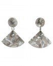 Boucles d'oreilles puces "écaille de tortue", éventail gris clair