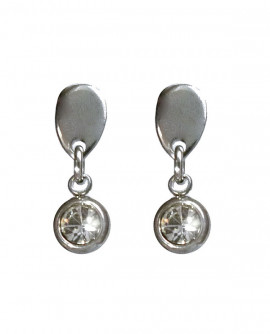 Boucles d'oreilles Puces goutte et cristal rond