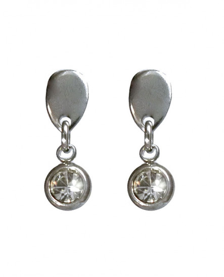 Boucles d'oreilles Puces goutte et cristal rond