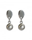 Boucles d'oreilles Puces goutte et cristal rond