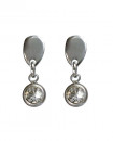Boucles d'oreilles Puces goutte et cristal rond