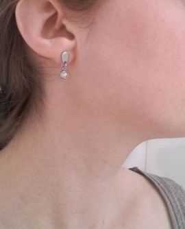 Boucles d'oreilles Puces goutte et cristal rond