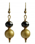 boucles d'oreilles : "le pendule" noir et or mat